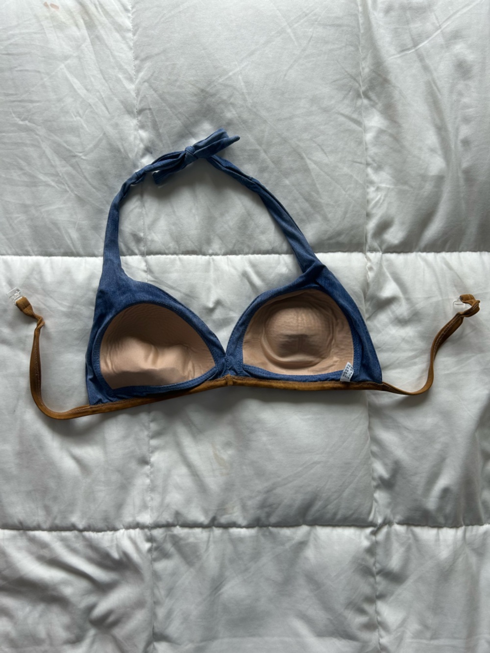 Ekra Blue Halter Bikini Set with Brown Trim Y2K Women’s Small 34C - Picture 7 of 11